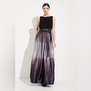 SLNY Fashions Long Satin Burgundy Ombre Formal Dress with POCKETS!